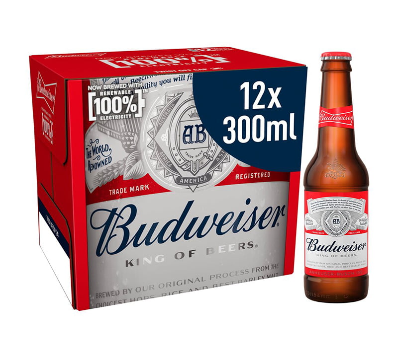 Budweiser Lager Beer Bottles 12x300ml
